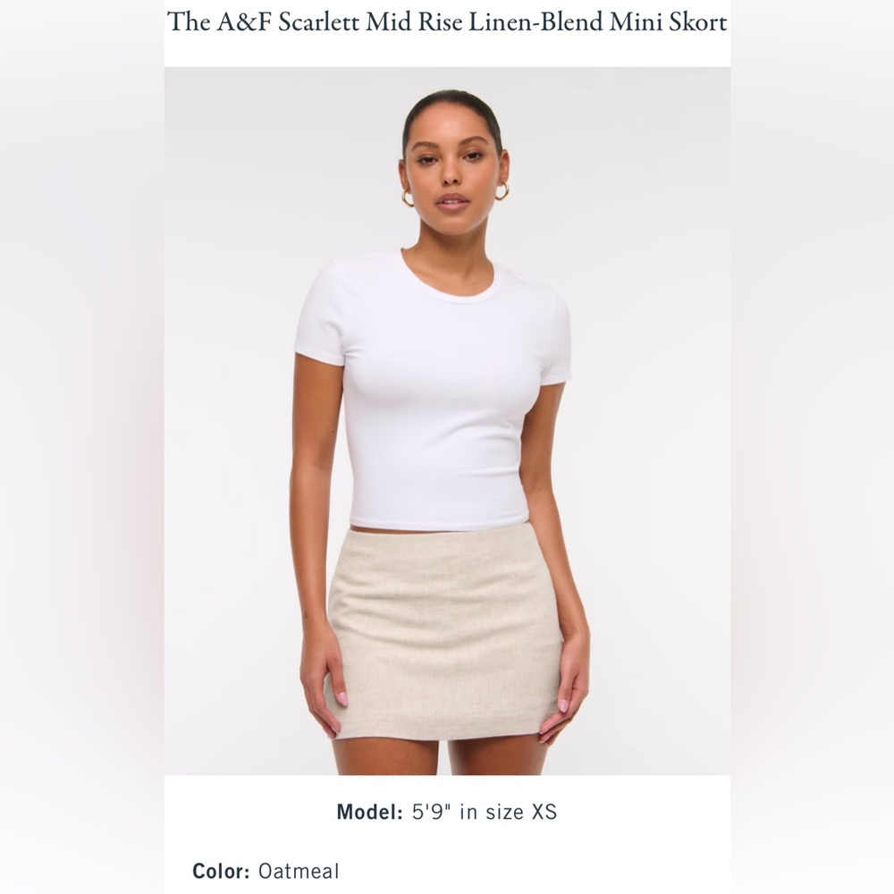 Abercrombie & Fitch Scarlett Mid Rise Linen-Blend Mini Skort